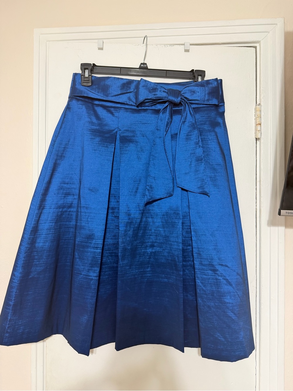 Preston & York Shimmering Cobalt Blue Tie-Waist A-Line Skirt